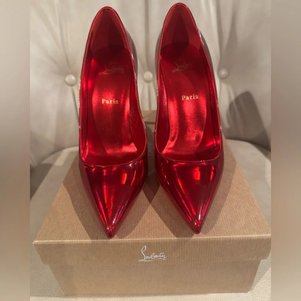 Christian Louboutin Metallic Red Pointed-Toe Pumps - Picture 1 of 3